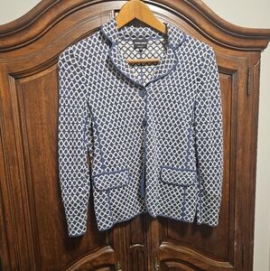 GIORGIO ARMANI black label made in ITALY Navy and ivory Geometric Blazer